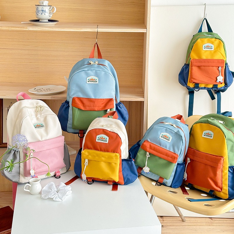 New Color Blocked Children's B - Canvas Backpack Casual recension och pris